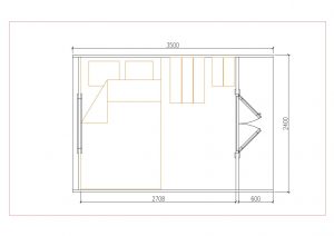 Camping pod 2,4x3,5m.
